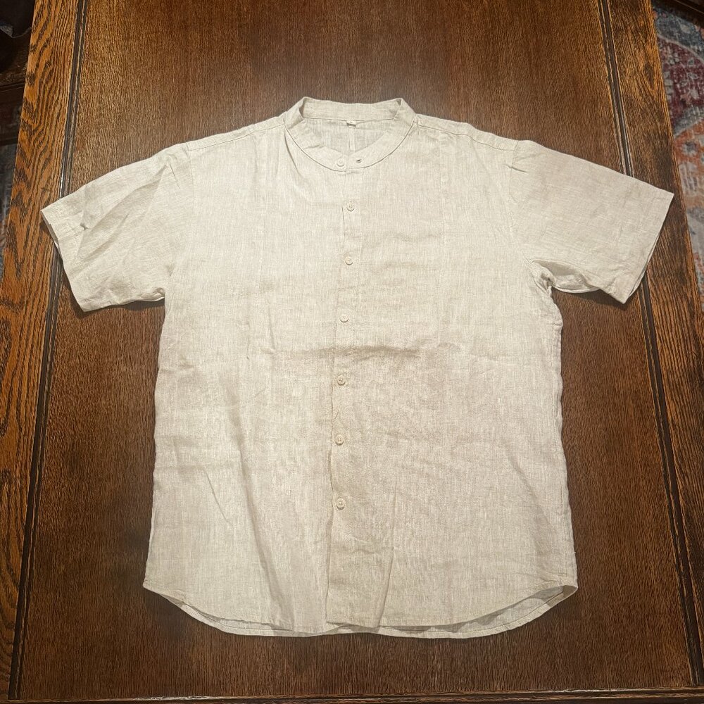 off white 100% linen button up